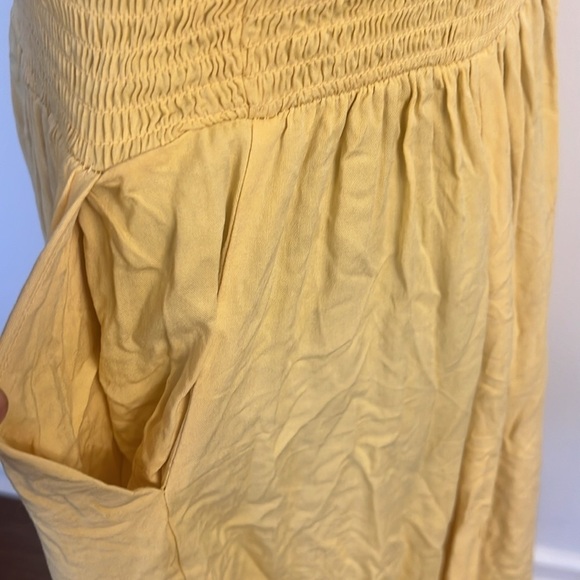 Torrid Sunshine Yellow Smocked Bodice Pleated V-Neck Dress, Sz. 1 - Picture 5 of 10